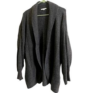 XL • AE • Oversized Collared Knit Cardigan • Dark Gray